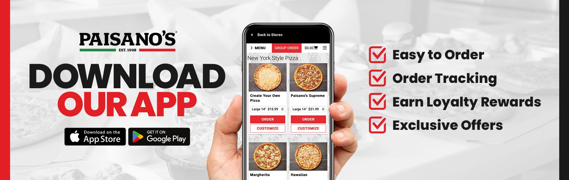 Ordering from Paisano's has never been easier